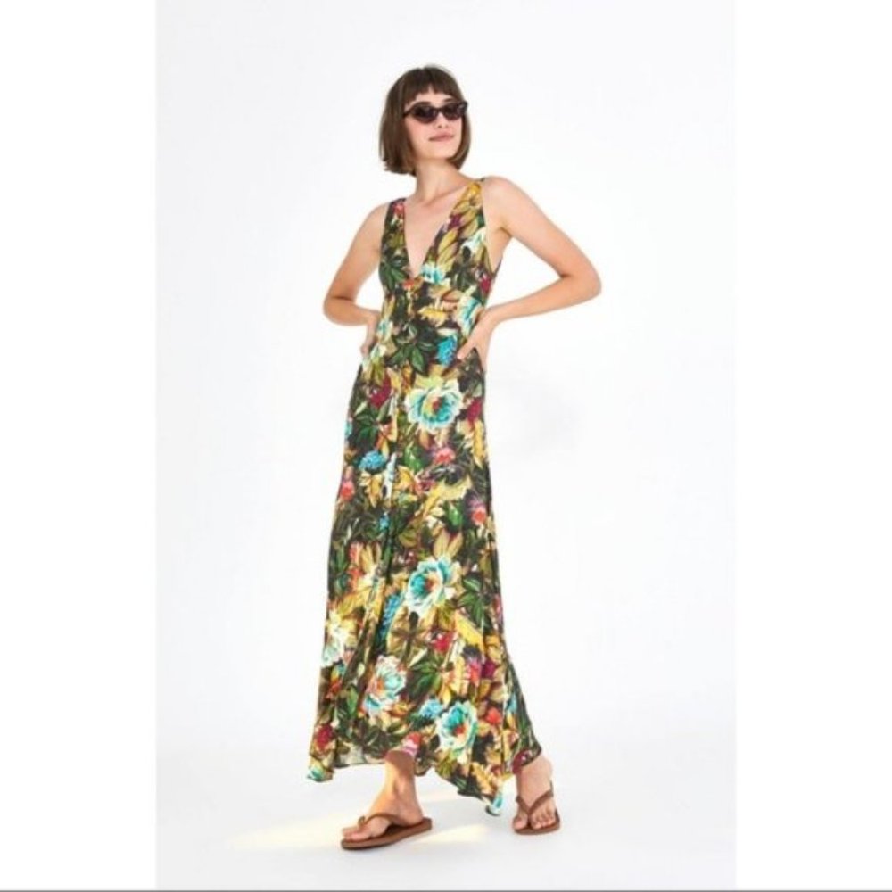 FARM Rio Garden Dreams Maxi Dress Tropical Print Small